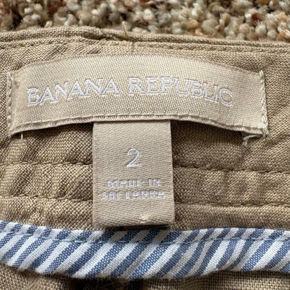 Banana Republic Linen Wide Leg Pants 2 Lt Beige Coastal Grandmother Minimalist - Picture 2 of 9